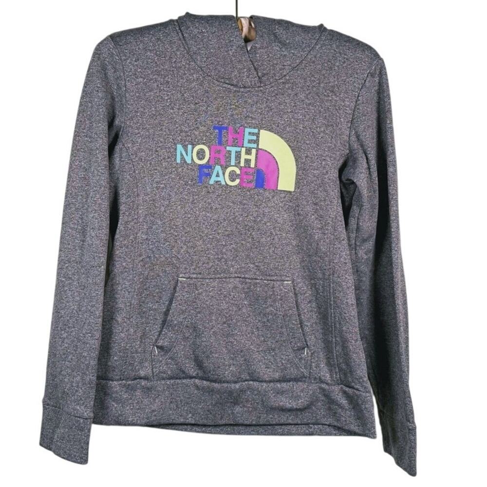 The North Face Women's Graphic Hoodie Size Small Gray Active Colorful Print Cozy